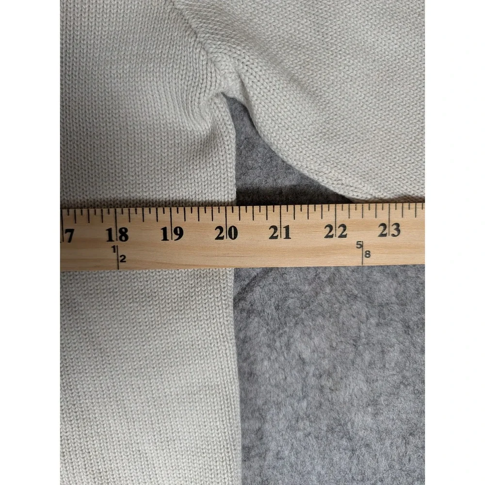 The North Face Mens Knit A5 Sweater White Olive Green Stripes Logo L -stain/snag